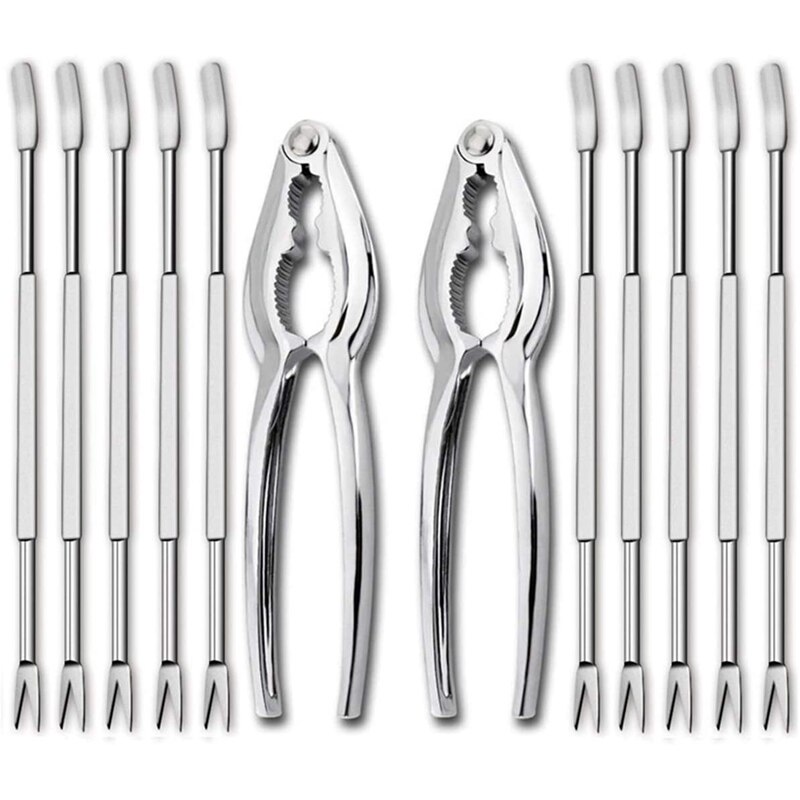 Seafood Tool Kit,Stainless Steel Crab Leg Cracker and Forks Nut Cracker Set Shellfish Sheller 12Pcs: Default Title