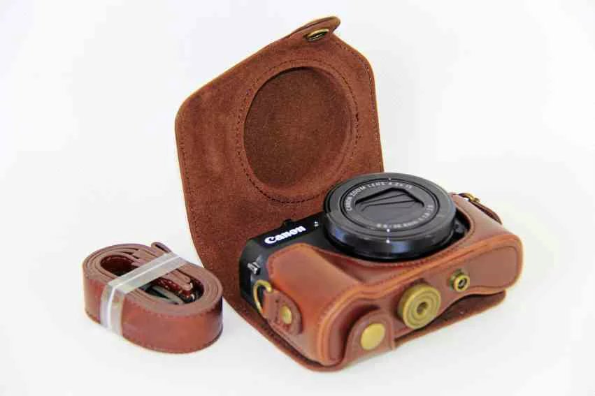 Funda de cuero PU para cámara Canon powershot G7XII G7X II G7X Mark II con correa para el hombro, 4 colores a elegir