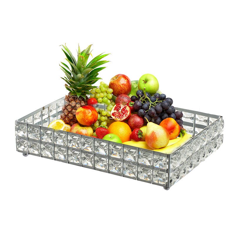 Vierkante Crystal Fruit Lade Bruiloft Desktop Decoratie Dessert Opslag Pallet Snacks Plaat Container