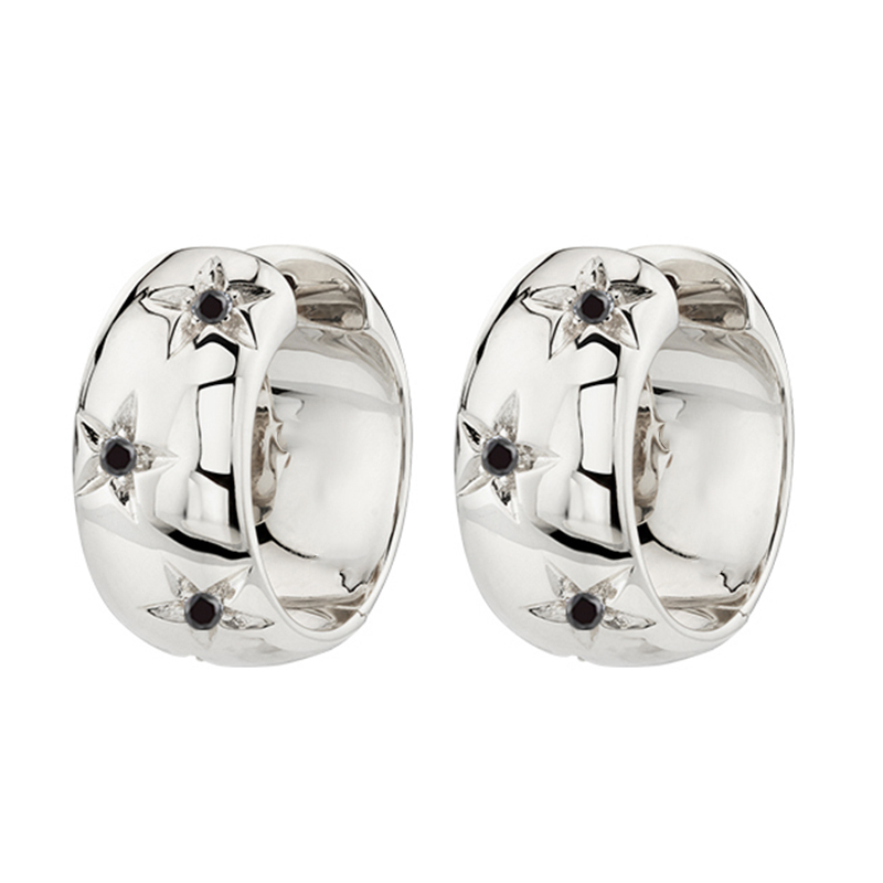 TIANDE-pendientes de aro grandes de Color dorado para mujer, aretes con Piercing circular y estrella de circón fino, accesorios de joyería para: PLATEADO