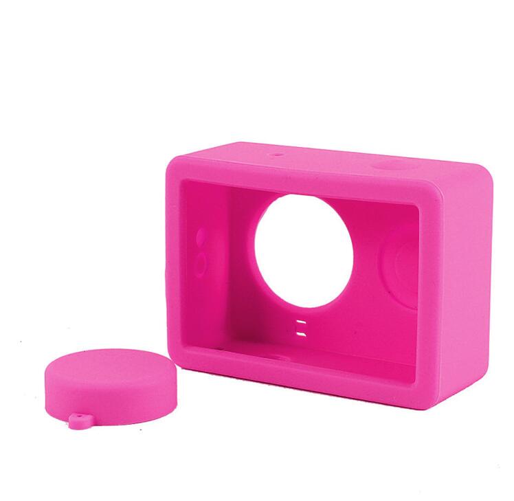 Gosear Silicone étui de protection couverture peau lentille capuchon couverture pour Xiomi Xiaomi YI Xiaoyi Action caméra accessoires caso capa: Pink