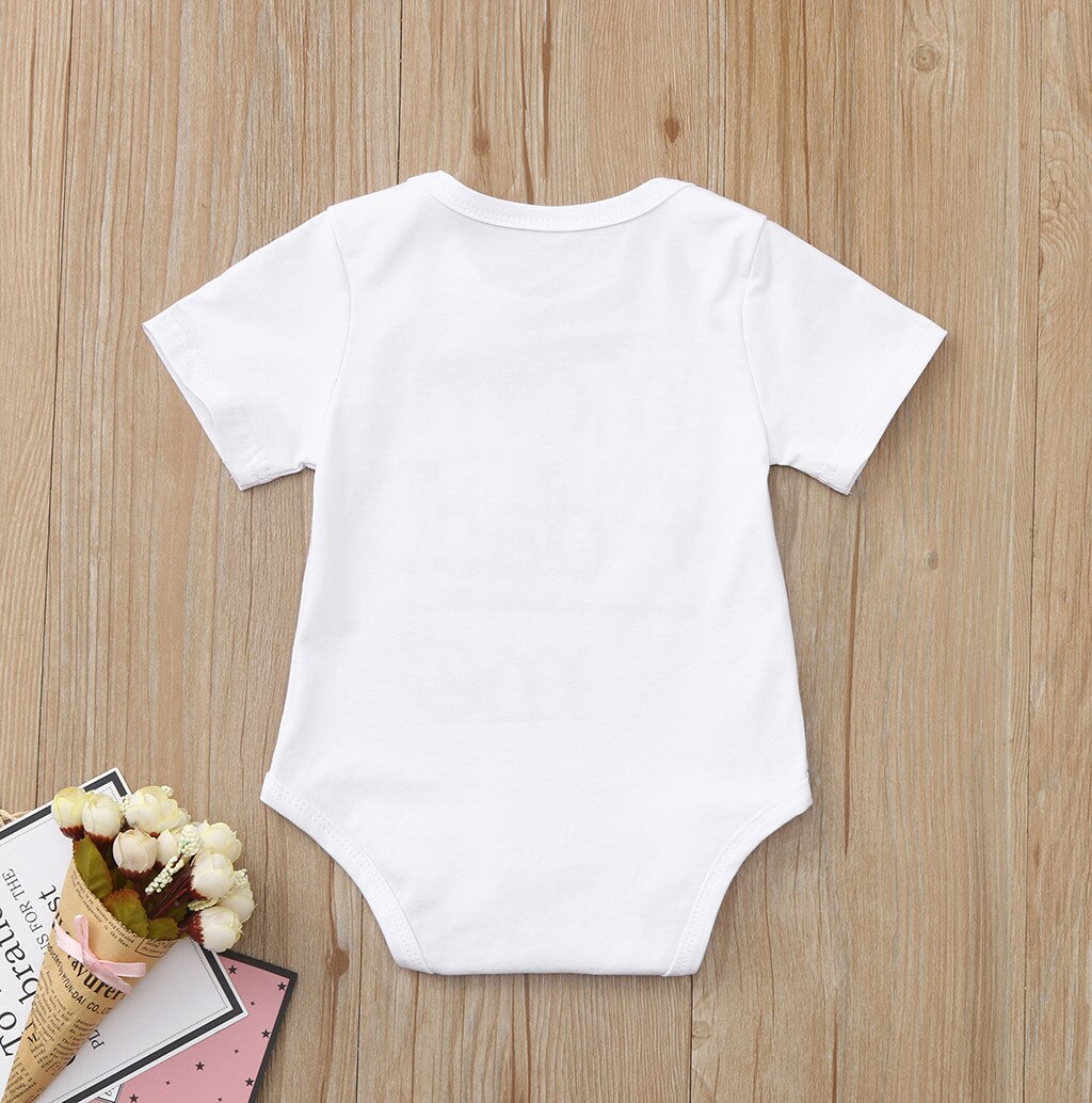 Peuter Pasgeboren Romper Baby Meisjes Jongens Brief Gedrukt Tops Romper Kleding Korte Mouw Rompertjes Pasgeboren Baby Meisje Kleding Set