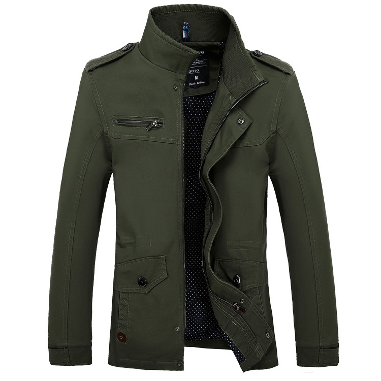 Vêtements manteau nouveauté homme veste coupe ajustée hommes printemps vêtements homme vestes fermeture éclair coton rembourré: Army green / 4XL