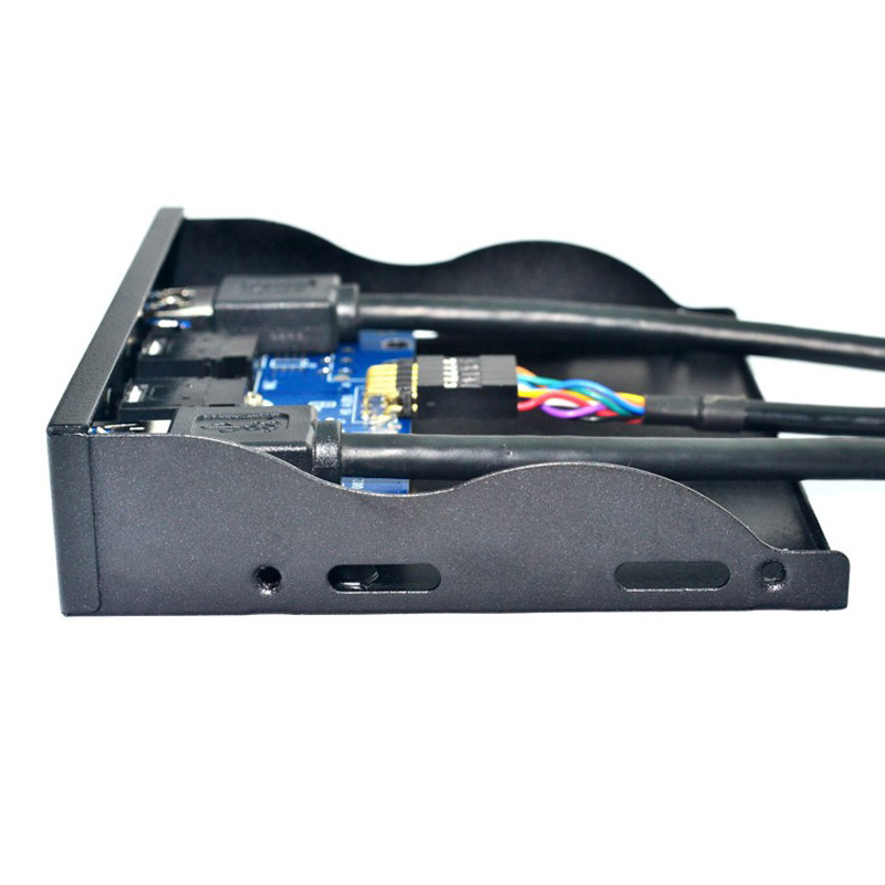 2 Port USB 3.0 Hub Splitter HD Audio 3.5mm Earphone Jack Mic Interface Front Panel Bracket Adapter for PC 20 Pin 3.5" Floppy Bay