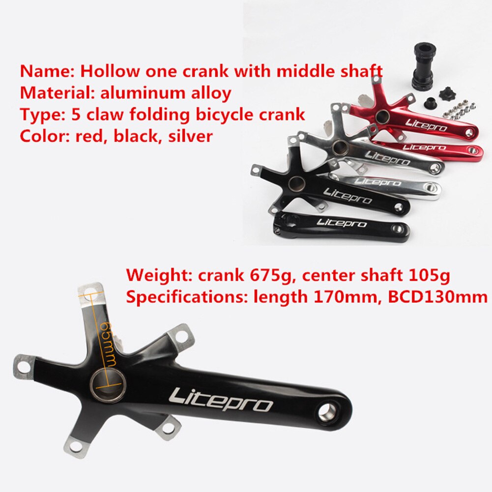 Lp Aluminium Vouwfiets Hollow Een Crank Arm Set 170Mm Bcd 130Mm Met Trapas Kit Voor Mtb bmx Racefiets Onderdelen