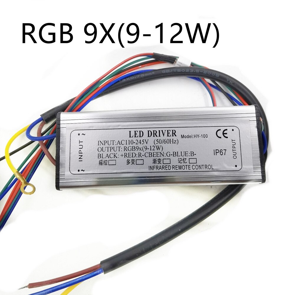 Waterproof 10W 20W 30W 50W 100W RGB LED Driver 24 Key Remote For RGB LED lamps Floodlight Spotlight: RGB 9X(9-12W)