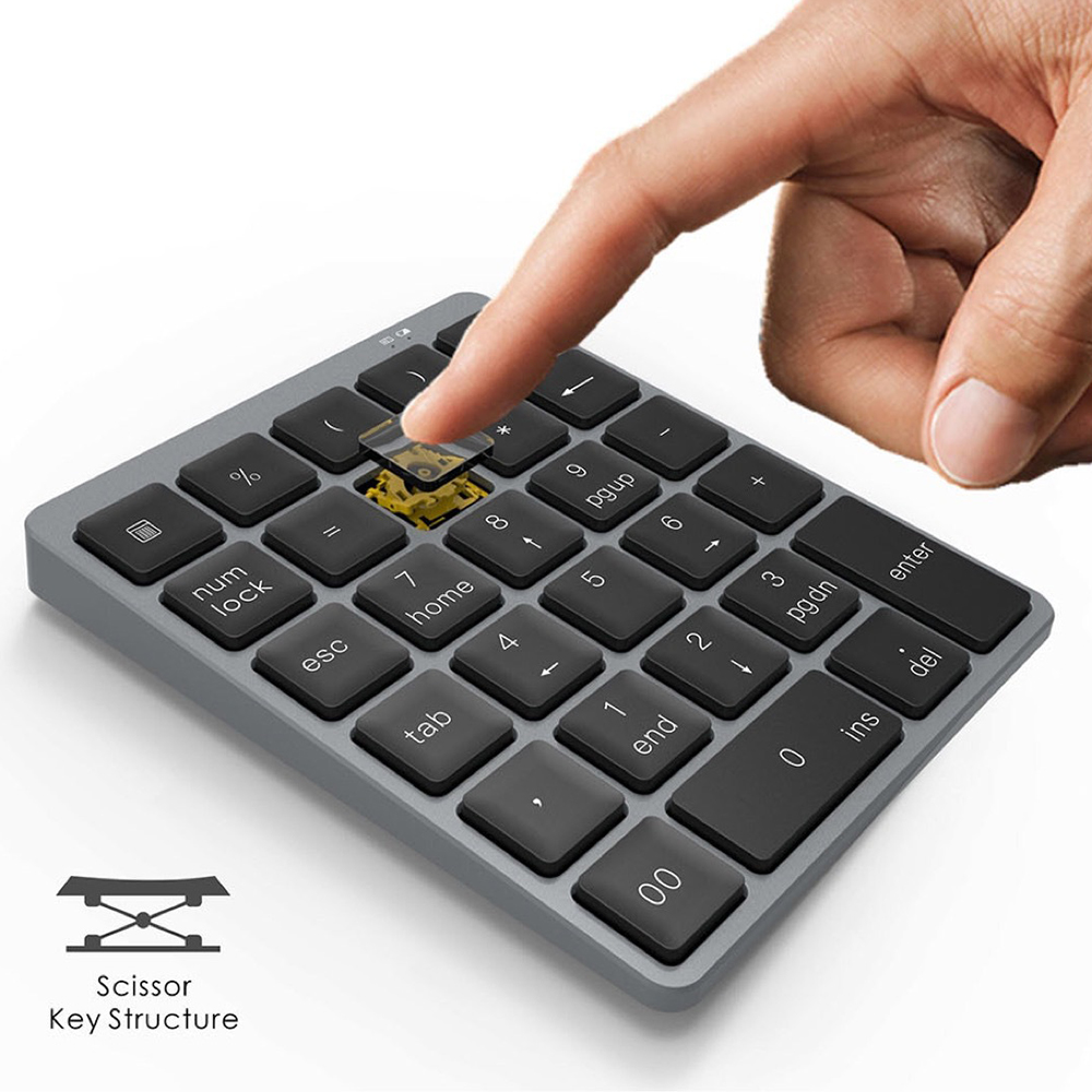 met Bluetooth-toetsenbord USB HUB 28-nummersleutels Aluminium draadloos toetsenbord USB-oplaaddock Kabelsplitter USB-schijflezer