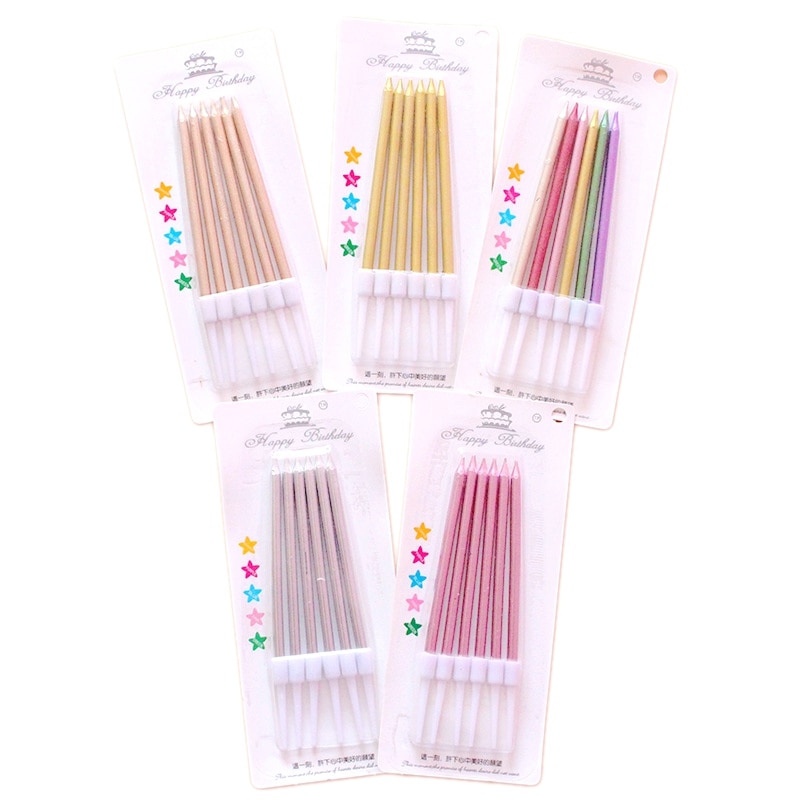 Velas metálicas doradas para pastel, lote de 6 unidades de velas seguras para niños, vela para de cumpleaños, pastel de bodas, suministros para decoración del hogar