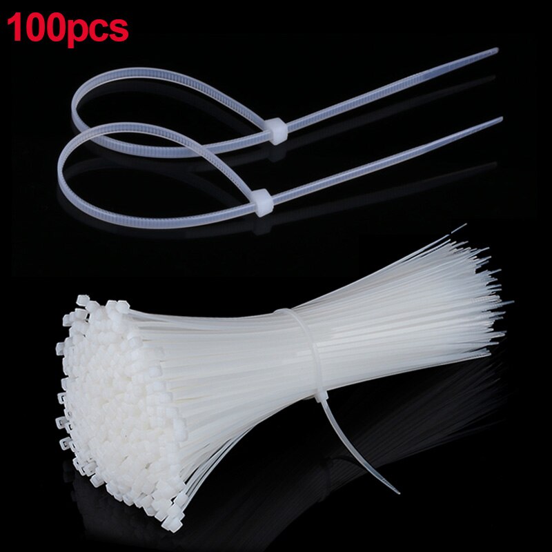 100PCS Self-locking Nylon Cable Ties Plastic Zip Tie Black / White Wire Binding Wrap Straps Fastening UL Certified