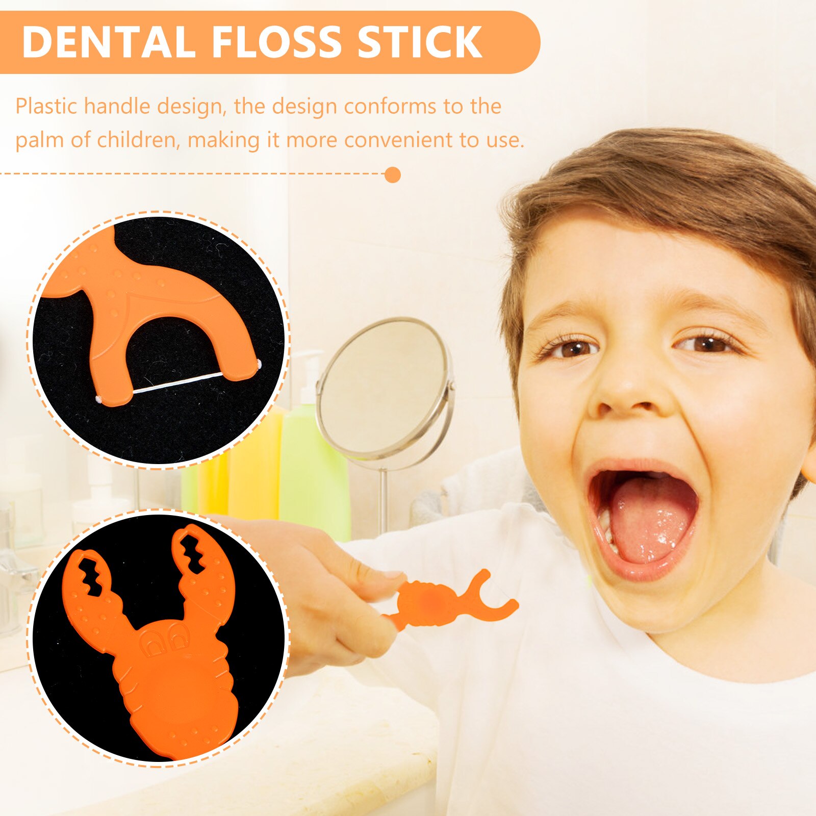 50pcs Cartoon Baby Floss Teeth Cleaning Floss Sticks Cartoon Floss Picks
