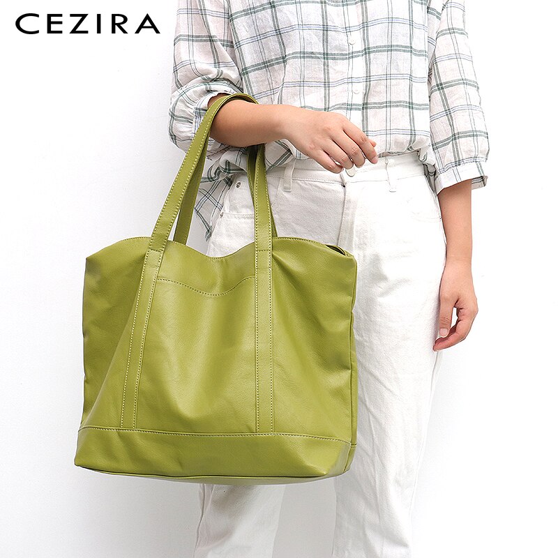 CEZIRA grand sac fourre-tout pour femmes Vegan en cuir sacs à bandoulière dames décontracté en cuir PU sacs à main femme sacs à provisions quotidiens