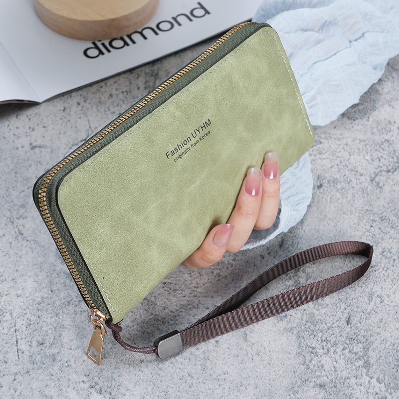 Ladies holding a long wallet Korean handbag multi-function card bag mobile phone bag coin purse female wallet: green