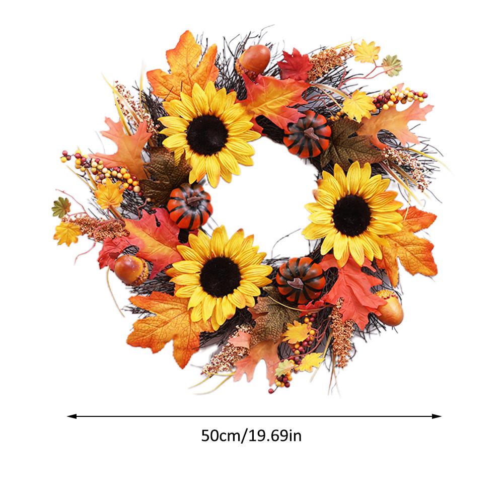 Halloween Pompoen Krans Pvc Krans Halloween Decoraties Voor Huis Zon Bloem Cane Krans Thanksgiving Muur Home Decoratie: D