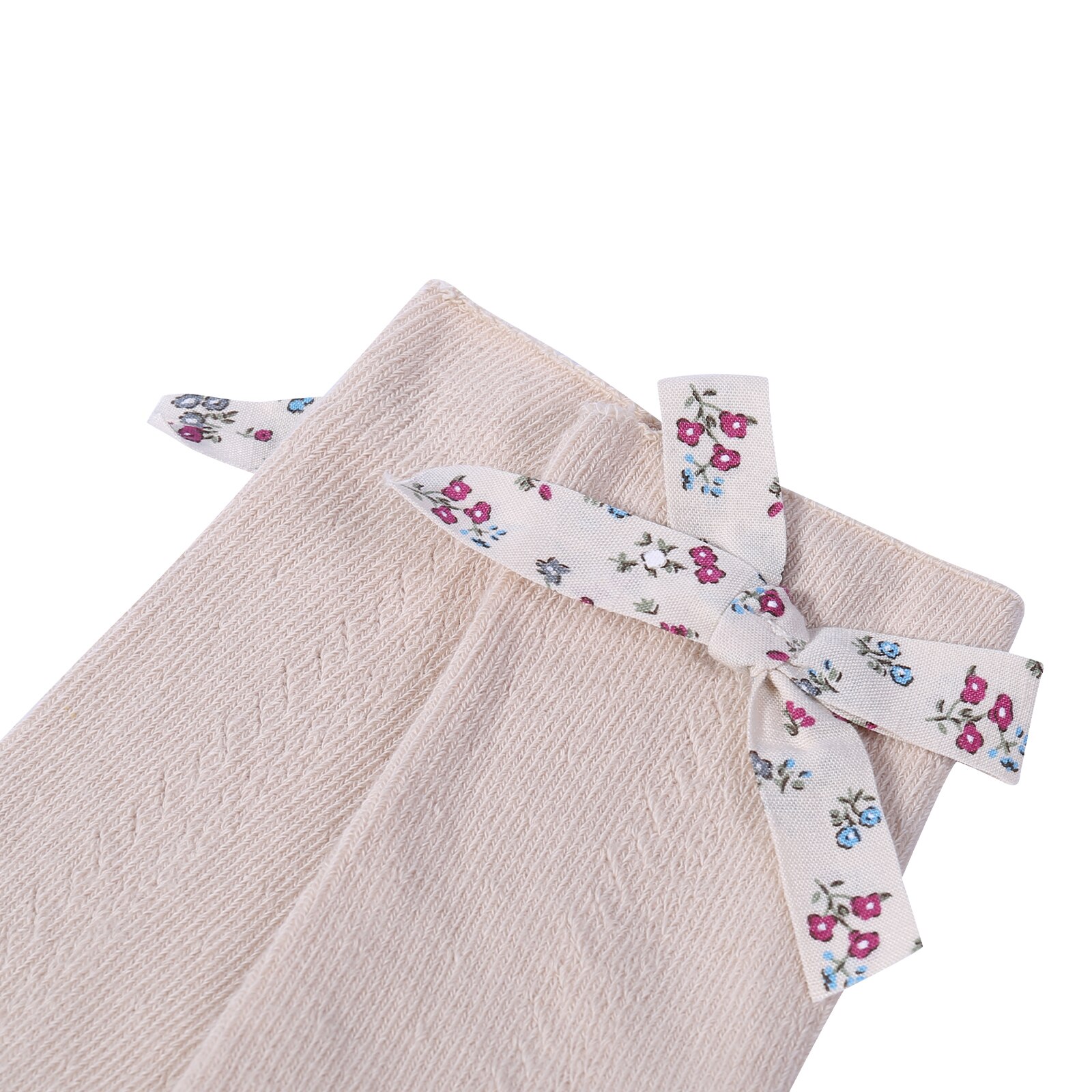 Peuter Baby Meisjes Kniekousen, Gekamd Katoen Mesh Hoge Sokken Met Bloemen Strik Decoratie Voor Kinderen, 5 Kleuren