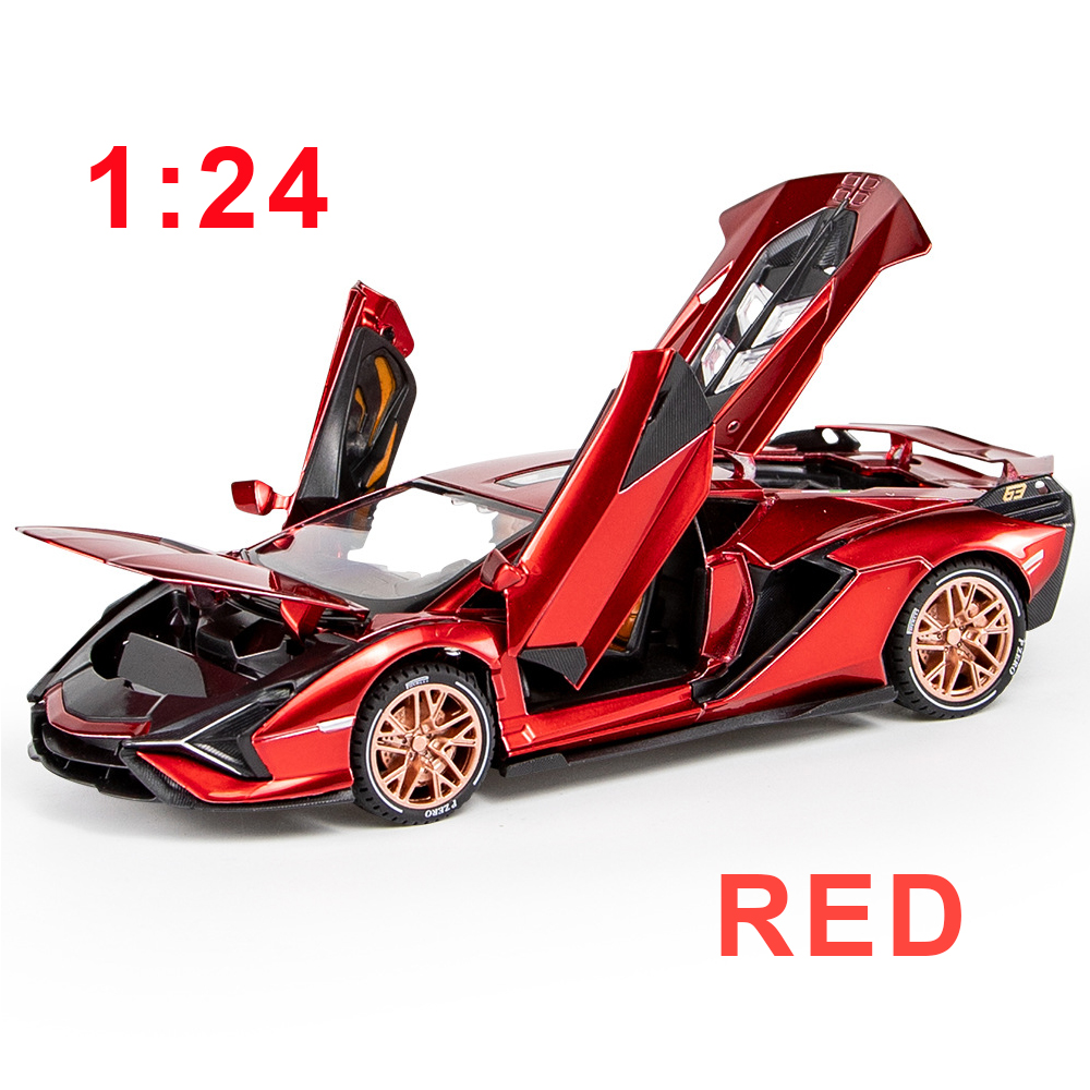 Miniatura Diecast 1:24 modello di auto in lega siano FKP37 Supercar collezione di veicoli in metallo per regalo per bambini giocattolo di compleanno bambini ragazzi: 1 24 SIAN Red