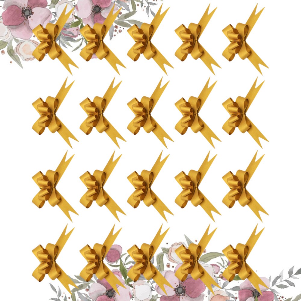 50Pcs 9cm Beautiful Pull Bowknots with Snowflake Pattern Christmas Decorative Pull Bowknots Box Pull Bows Bowknot Ribbon(Re: Golden