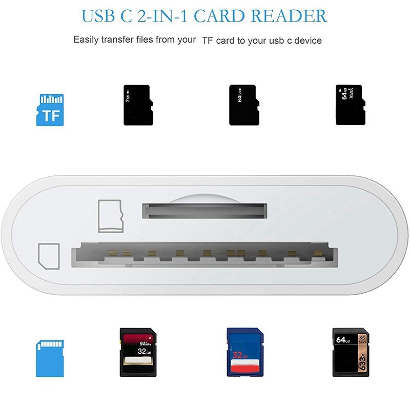 Type-C 2-In-1 USB C to TF/Micro- SD Card Reader OTG USB-C Smart Memory Card Reader Adapter for Smart Phone