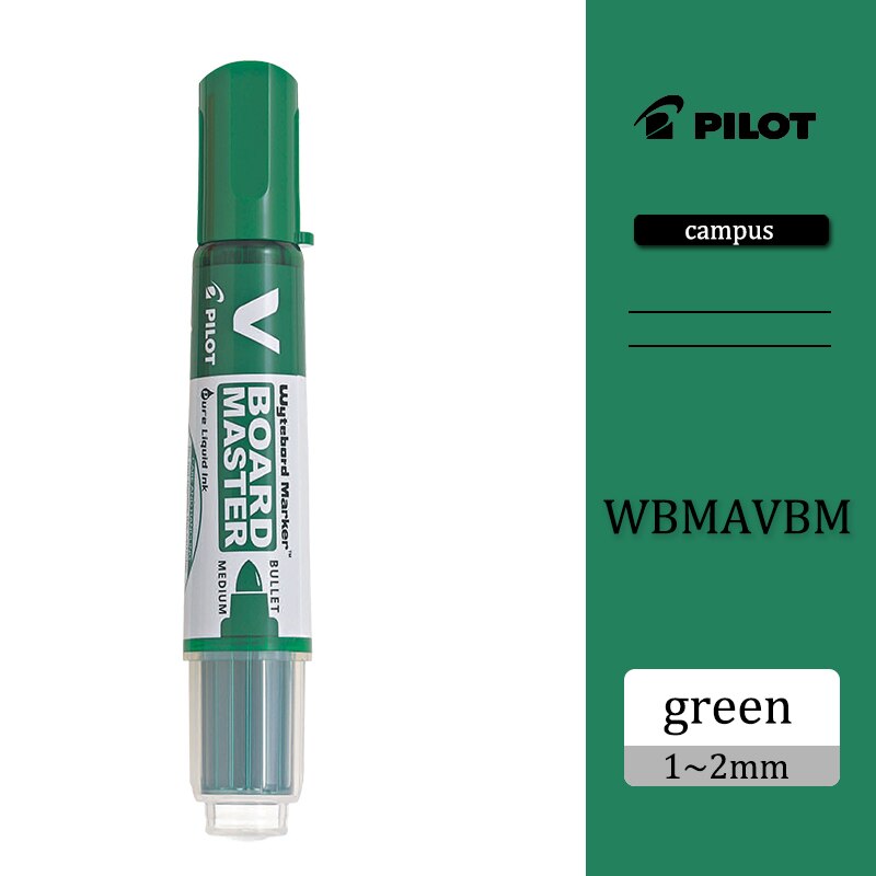 1Pcs Pilot Rechte Vloeibare Uitwisbare Whiteboard Marker WBMAVBM-M Grote Capaciteit Vervangbare Inkt Voor Soepele Schrijven: green
