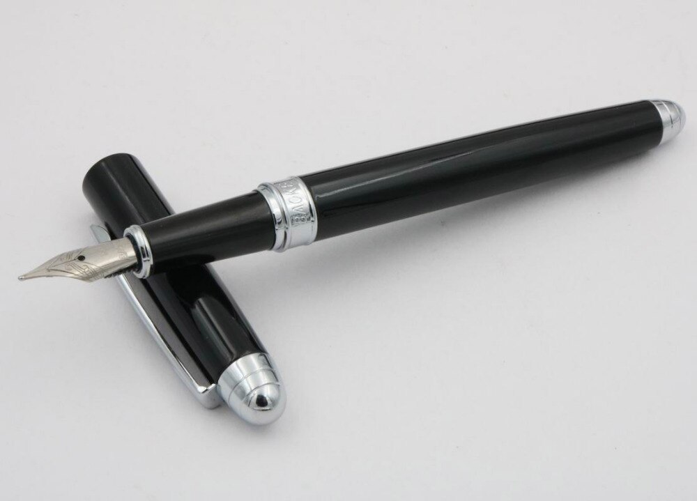 Classic Stationary School Writing black silver student Fountain Pen