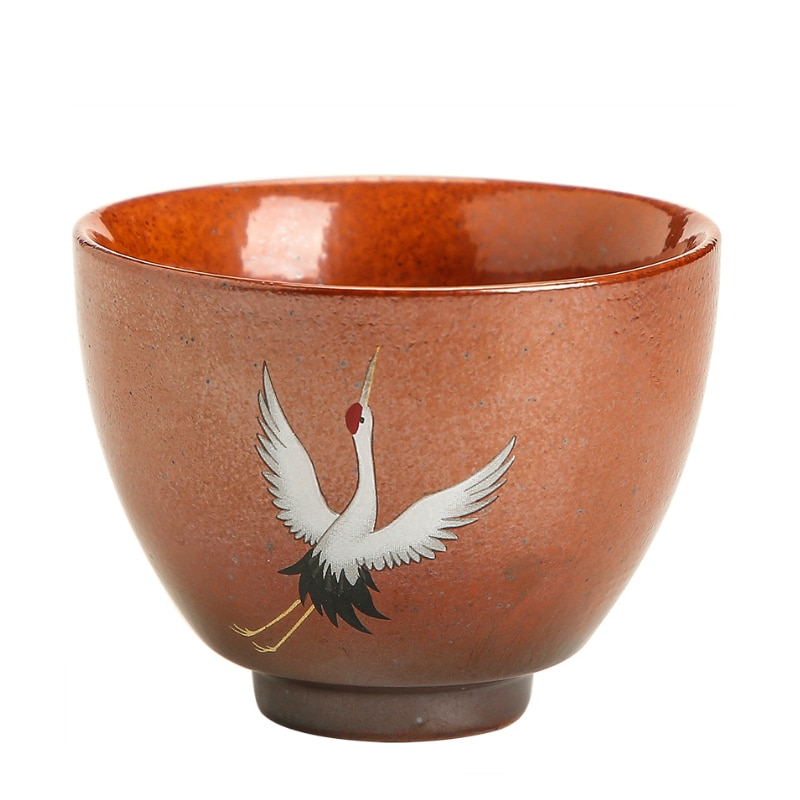 Chanshova kinesisk retro håndlaget på glasert porselen tekopp 100ml rødkronede krane mønster kina keramiske tekopper  h117