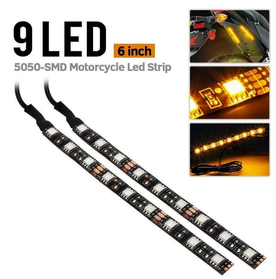 Indicador de señal de giro para motocicleta, luz ámbar Universal, 9 LED, intermitente, 2 uds.