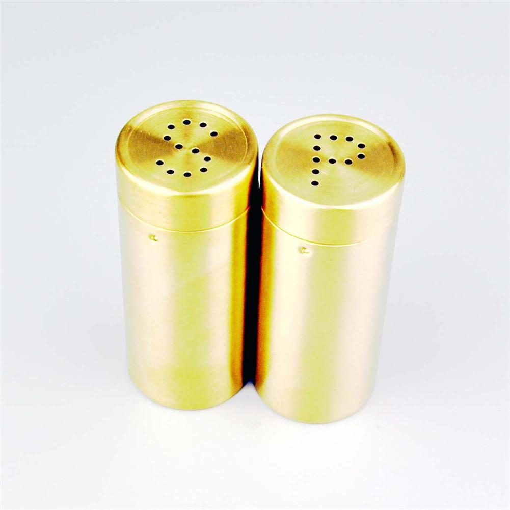 2 st / en setguld "sp" kryddkrukor i rostfritt stål kryddkruka set kryddflaskor salt peppar shakers krydda cruet set sås o