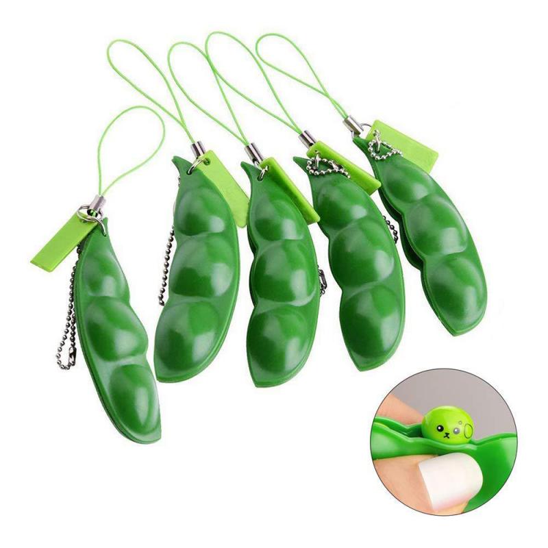 Decompression Edamame Toys Squishy Squeeze Peas Beans Keychain Anti Stress Adult Toy Decompression Rubber Boys Xmas