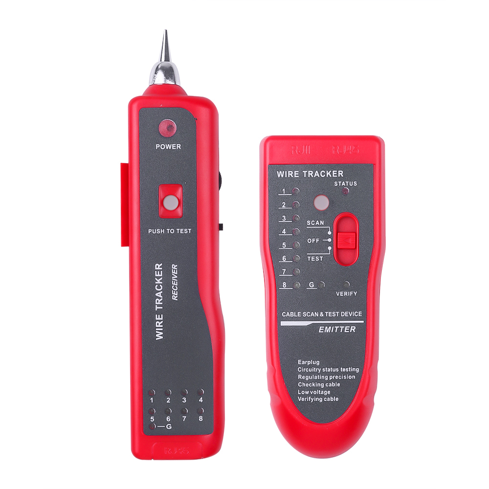 RJ11 RJ45 Cat5 Cat6 Network Cable Tester Detector Line Finder Telephone Wire Tracker LAN Tracer Diagnose Tone Tool Kit: Red