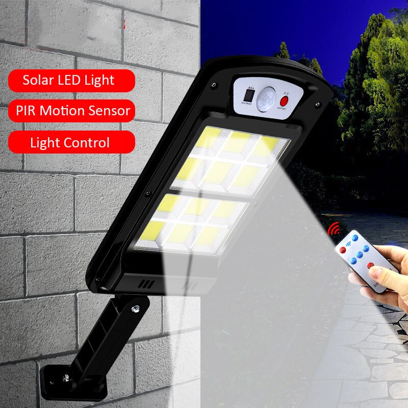 240 COB Solar LED Light Waterproof PIR Motion Sensor Smart Remote Control Lamp Outdoor Street Garden Security Wall Light