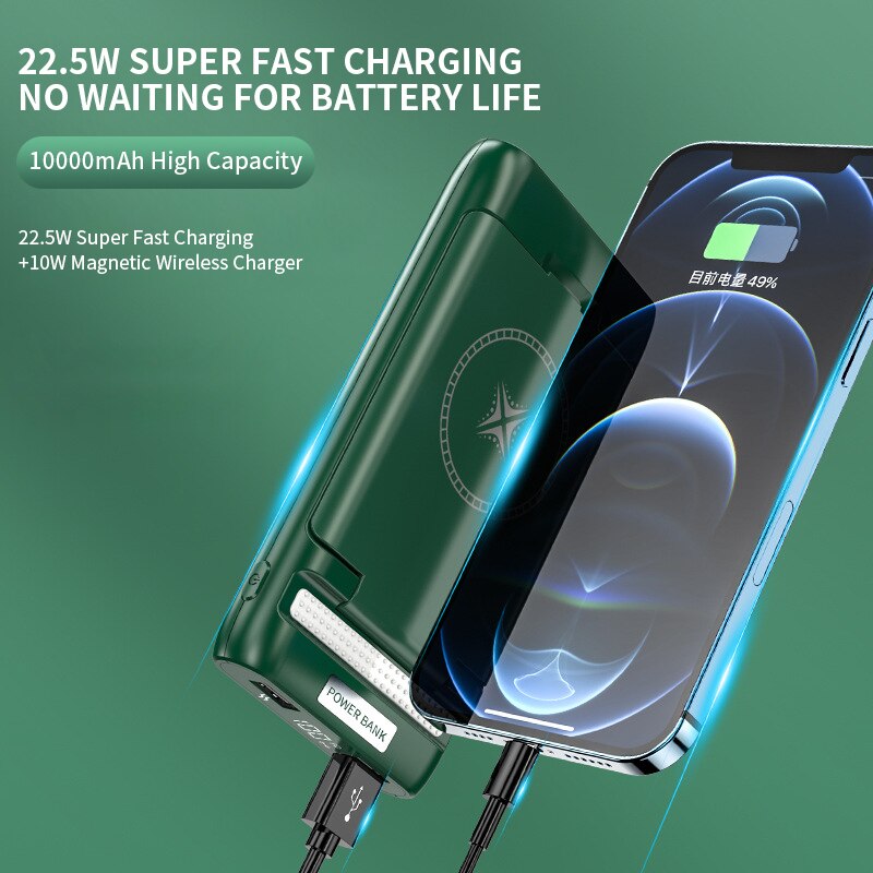 PINZHENG – batterie externe Portable 10000mAh, 22.5W, charge rapide sans fil, pour iPhone, Powerbank 10W
