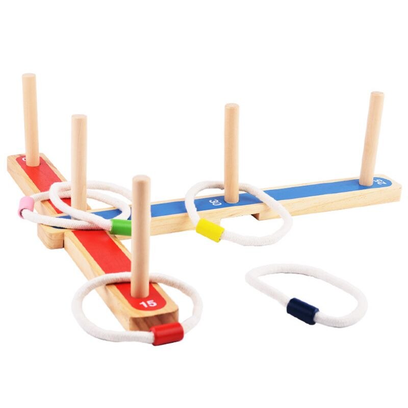 Gadgets jardin/extérieur corde QUOITS & chevilles en bois jeu de lancer famille chevilles et corde jeu de lancer