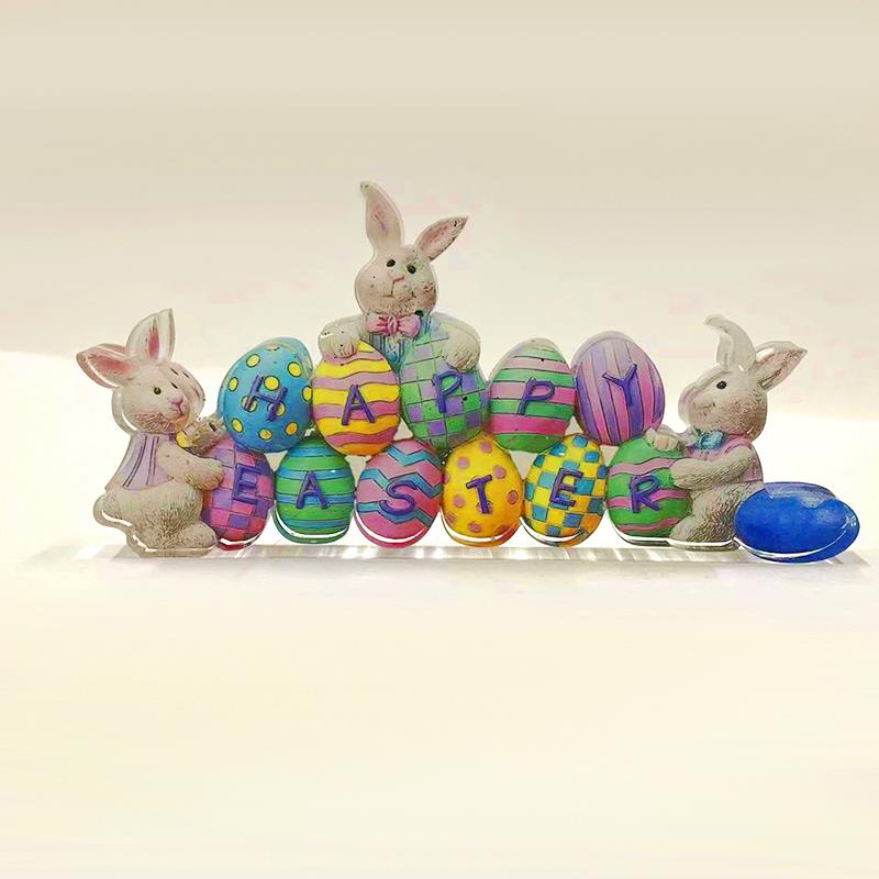 Corona con estampado de conejo de pascua, colgante de huevo de conejo para , decoración de Ambiente, decoración de pared para el hogar, accesorios,: Bull Rabbit B