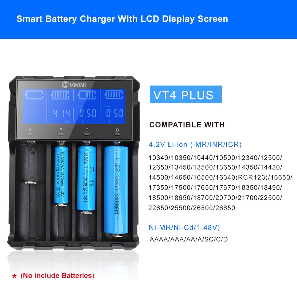 Smart Battery Charger 18650 Opladen voor Oplaadbare Li-Ion Batterijen 26650 18650 14500 16340 AA AAA 1.2V 3.7V 12V 24V