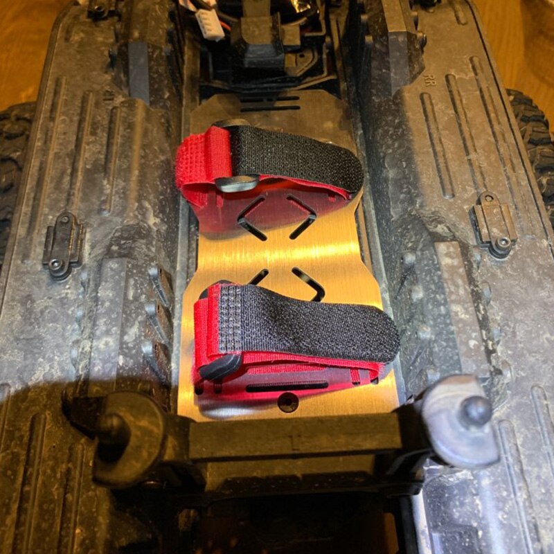 TRX-6 Placa de bandeja de batería adicional de acero inoxidable 150X65mm con lazo para 1/10 coche trepador de control remoto Traxxas TRX6