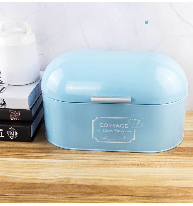 European-style Large-capacity Dustproof Bread Box Kitchen Baking Bread Food Tool Storage Box Home Iron Storage Box: blue