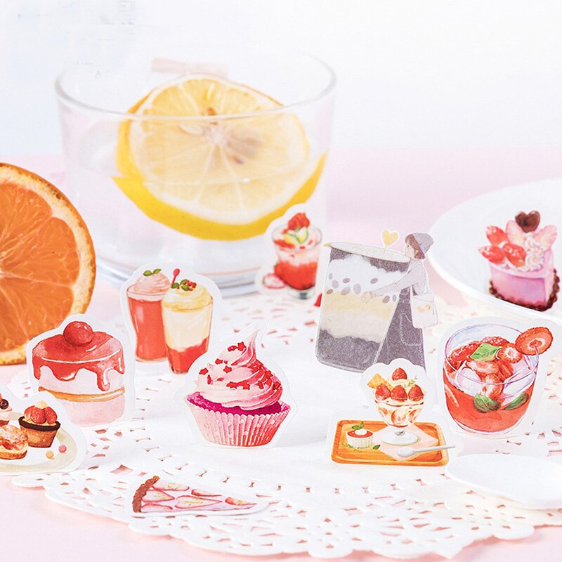 46 Sheets Cute Sweet Cake Sticker For Kids Decorative Diary Scrapbooking Journal Planner Stickers Aesthetic Kawaii Stationery