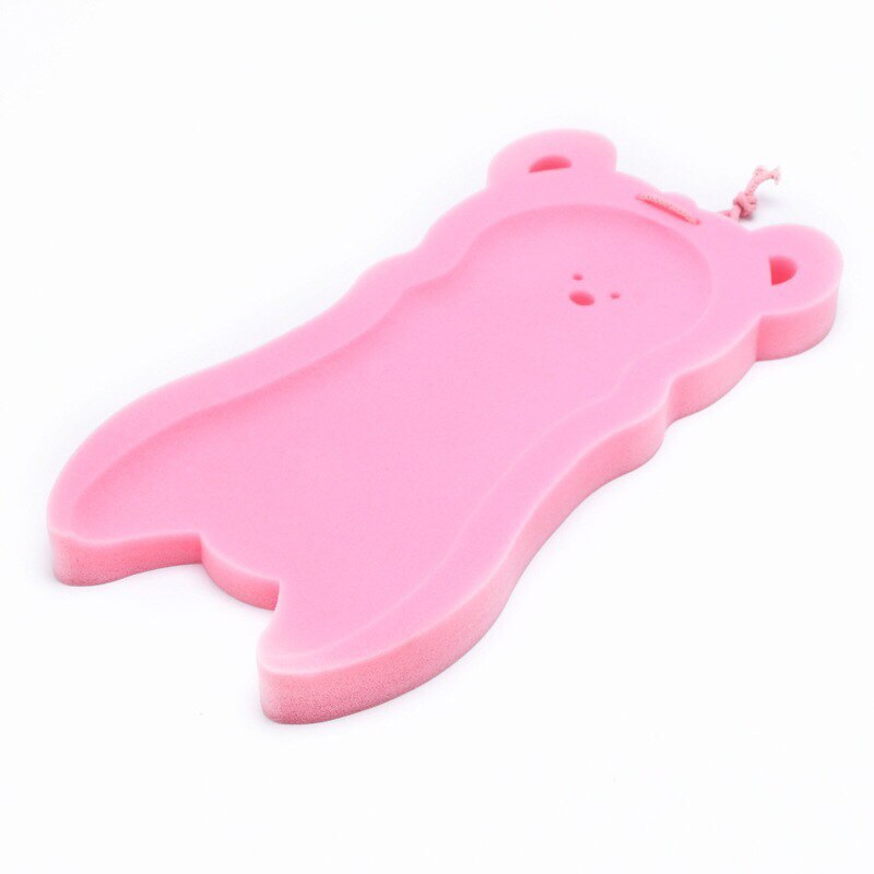 Soporte antideslizante para bañera de bebé, cama para el baño, cojín de esponja para ducha infantil, alfombrilla de baño de dibujos animados, esponja para ducha de bebé recién nacido: Rosa