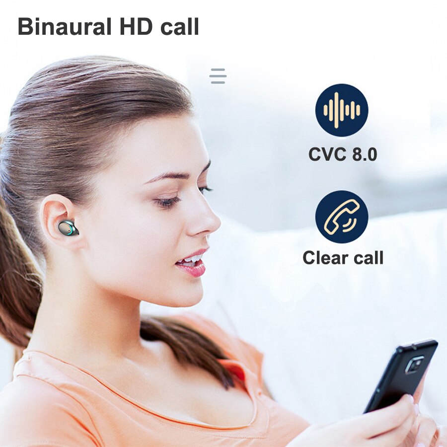 Écouteurs bluetooth tws, casque sans fil avec microphone, 8d casques stéréo de sport, écouteurs bluetooth étanches