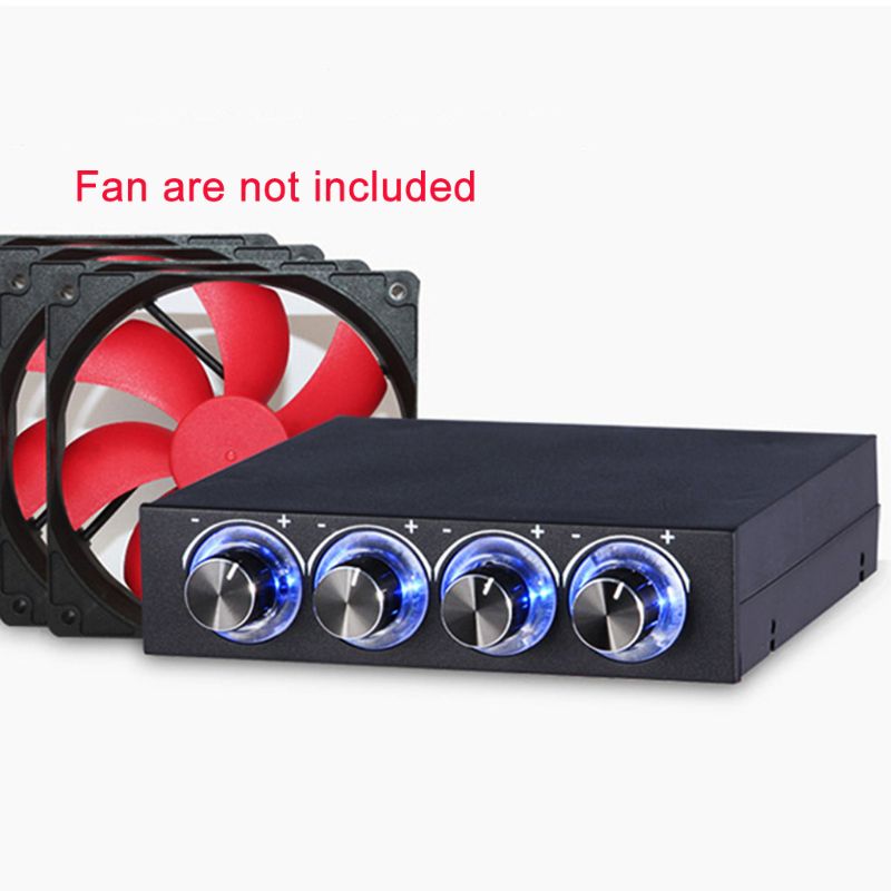 Controlador de ventilador de velocidad de 4 canales con Panel frontal de Controlador LED azul/rojo para PC HDD de 3,5 pulgadas, para ventiladores de ordenador