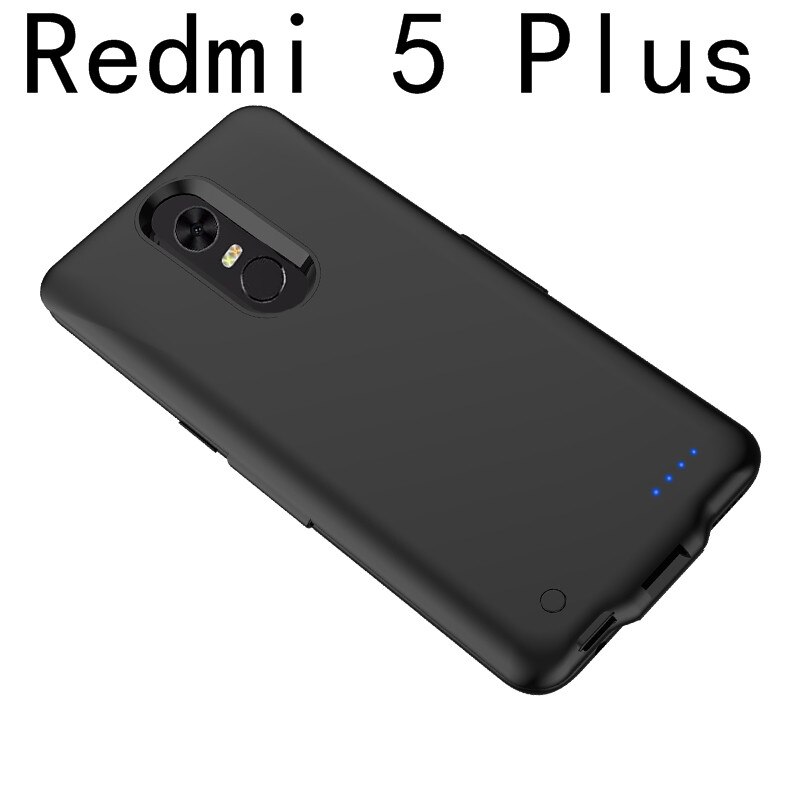 Slim antiurto Cassa di Batteria per Xiaomi Redmi 5 Più Il Caso della Banca di Potere per Xiaomi Redmi 5 Più Il Caso del Caricatore Posteriore copertura: Redmi 5 Plus-Black