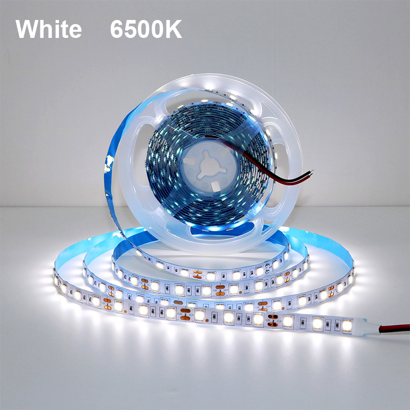 5M 300LEDs Waterproof RGB LED Strip 5050 DC12V 60LEDs/M Flexible Light Belt Led Ribbon Tape Home Decoration 24V RGBW Lamp Strips: WHITE / Cold White / 6-10W