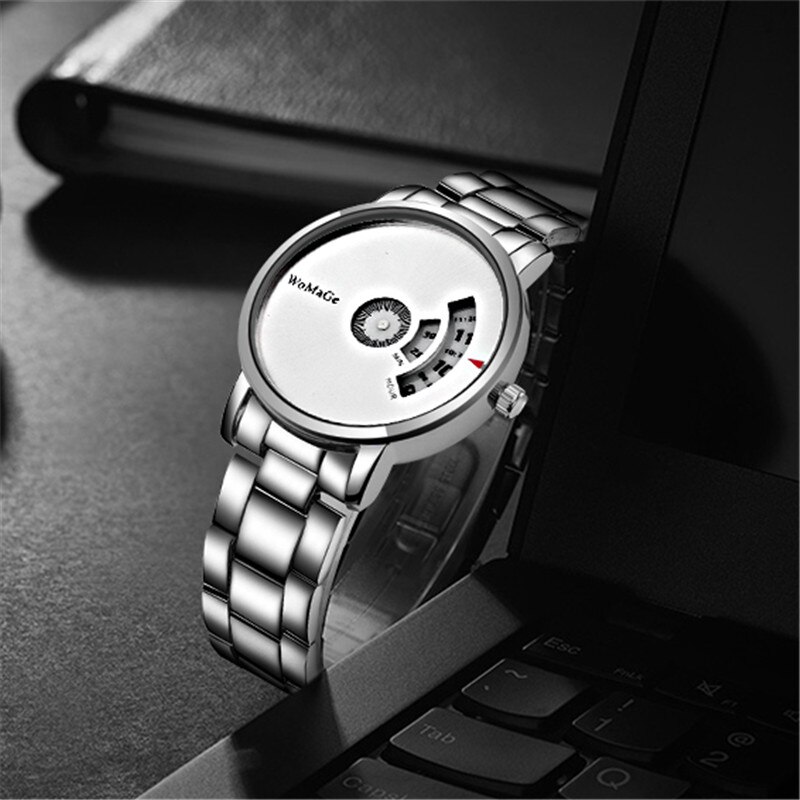 Creatieve Horloges 2022 Stijlvolle Zilveren Ronde Wijzerplaat Quartz Klok Volledig Stalen Horlogeband Horloge Montre Homme