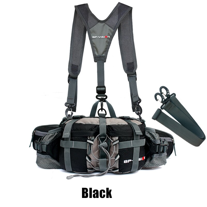 Marsupio sportivo da esterno uomo donna campeggio escursionismo borsa a tracolla da viaggio zaino impermeabile marsupio da pesca: nero