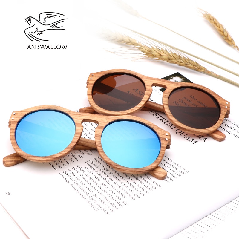 Nuovo 100% Real Zebra Wood occhiali da sole donna occhiali da sole rotondi in legno uomo lenti polarizzate guida UV400 Gafas de sol