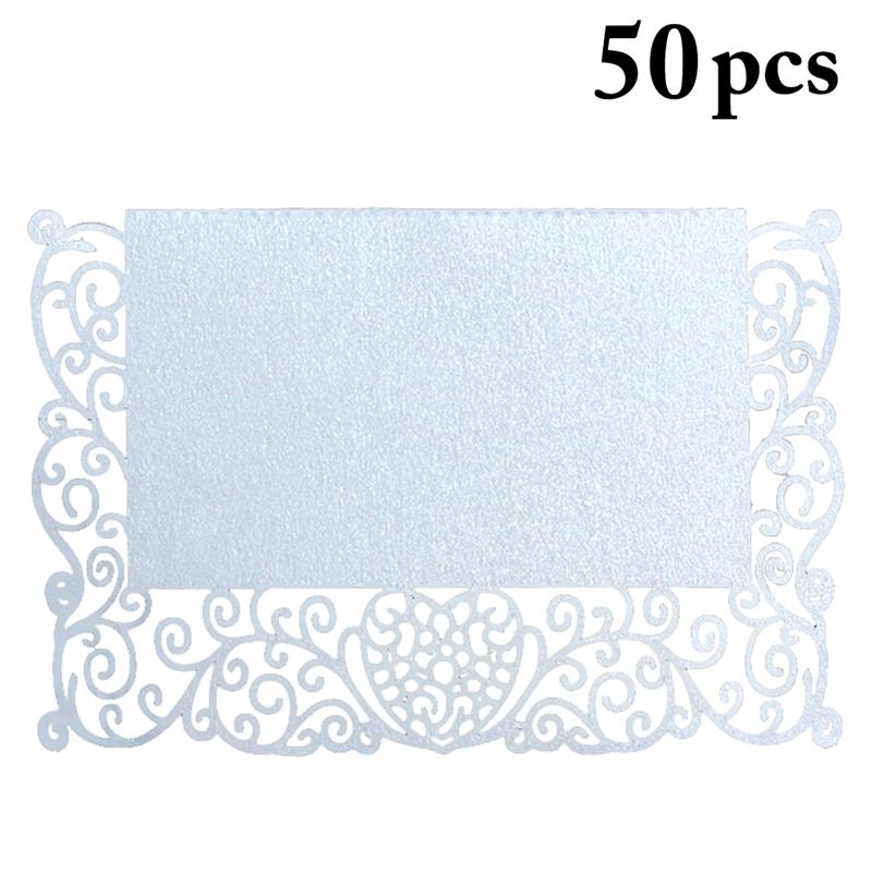 50 st bröllopsplatskort dekorativt ihåligt bordstältkort festnamnkort