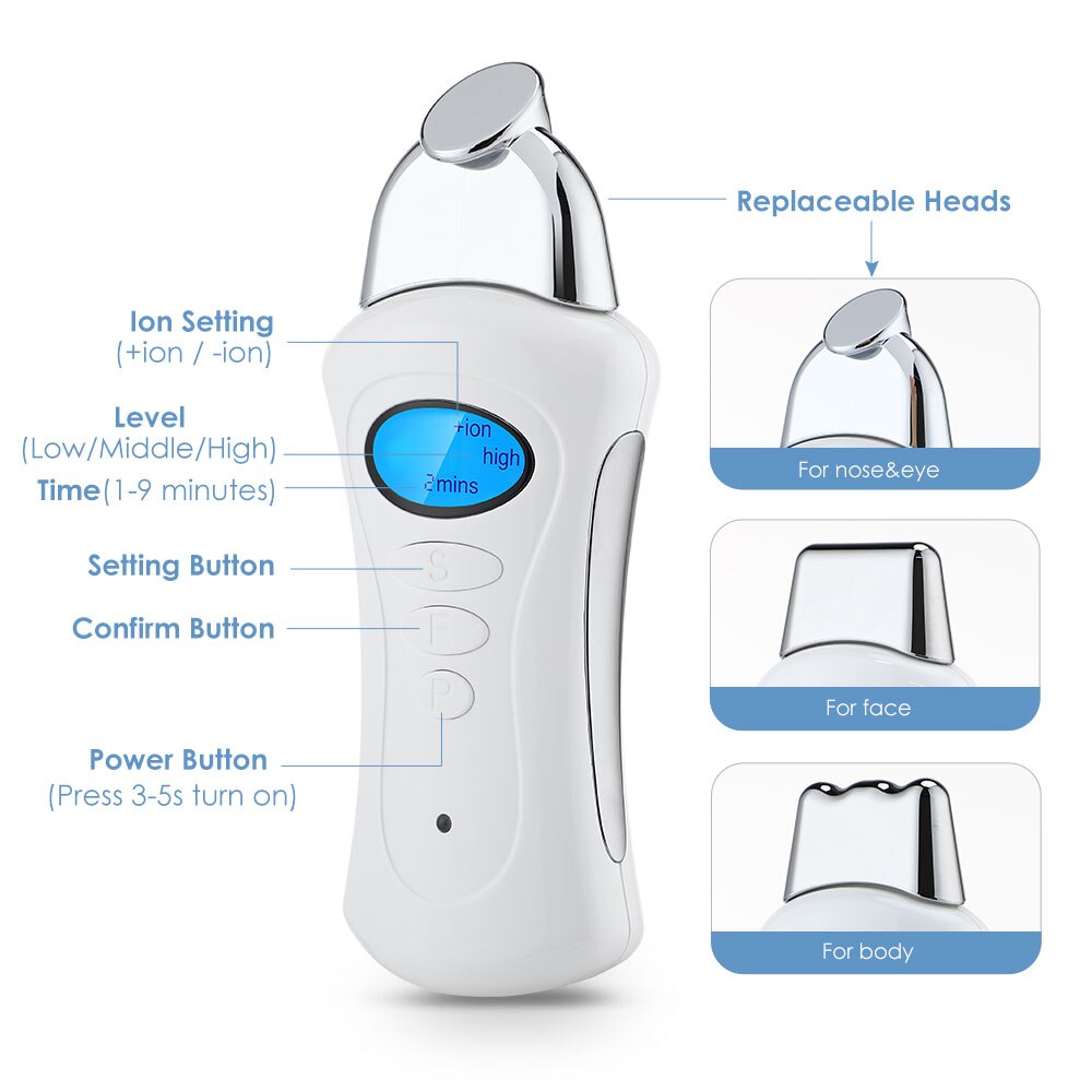 Facial Message Machine Microcurrent Electric Mini Beauty Instrument Galvanic Spa Skin Tightening Face Lifting Tool with 3 Head