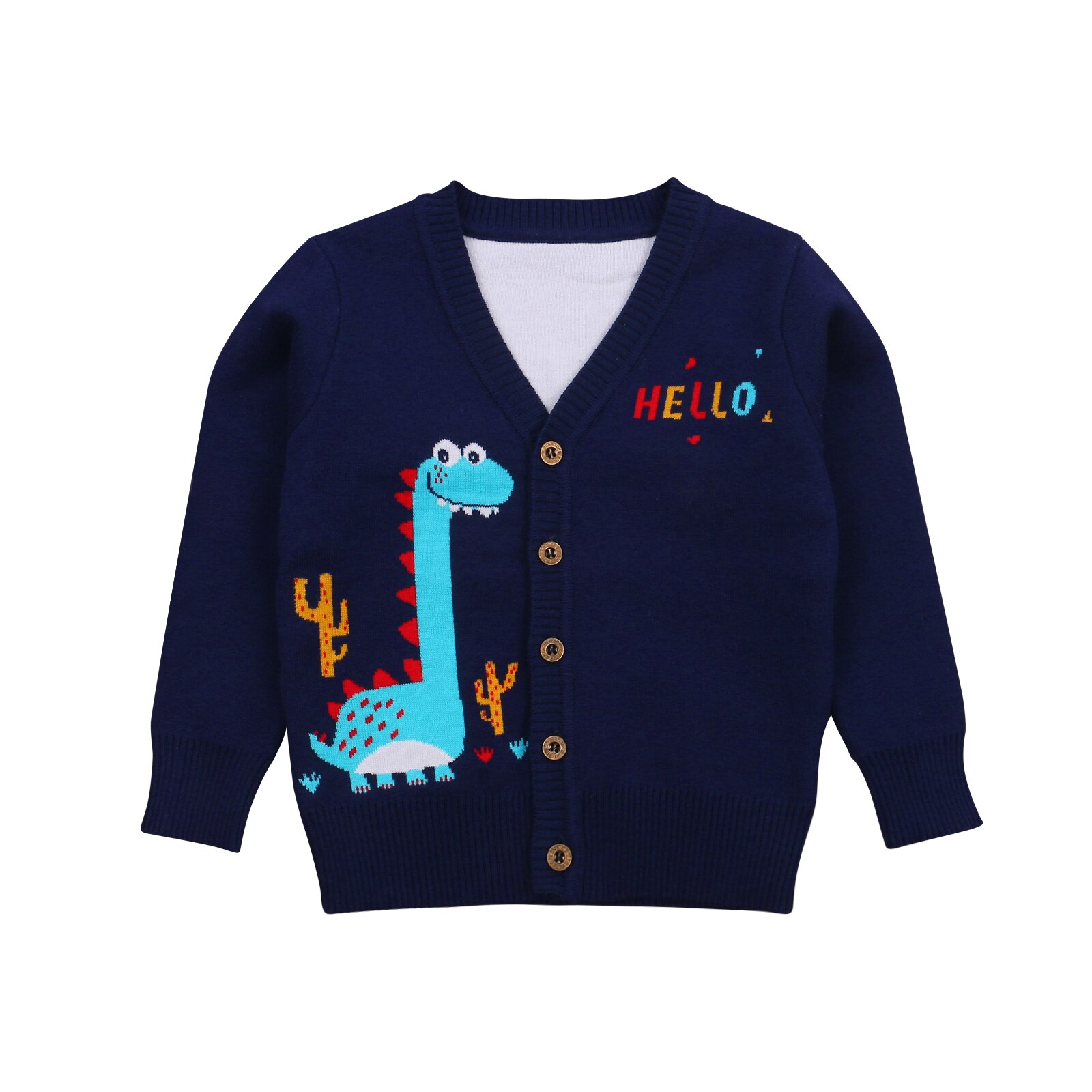 Emmababy 2020 autunno 2-7Y bambini bambino neonato ragazza lentiggine dinosauro ciao maglione lavorato a maglia cartone animato Top manica lunga scollo a v