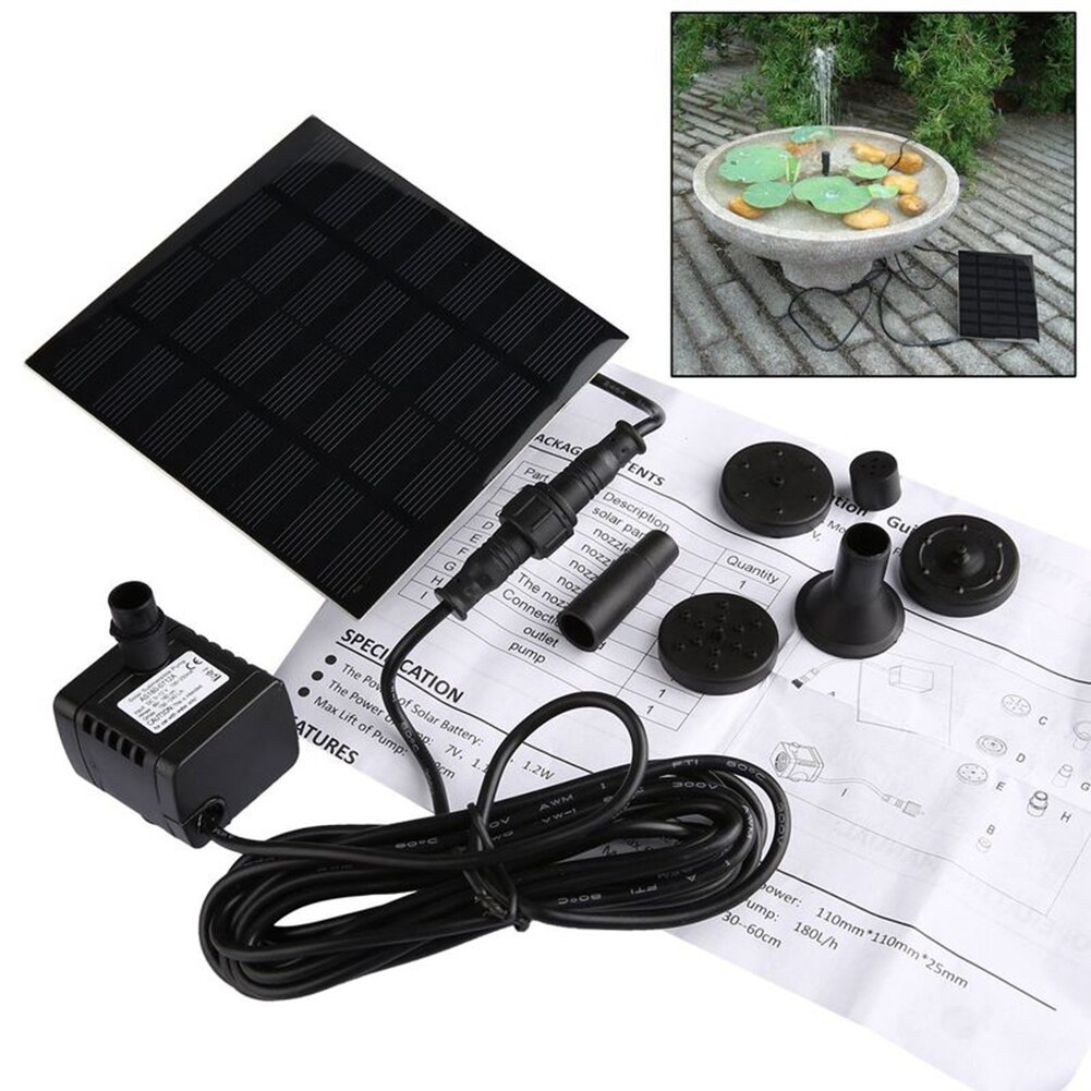 1.2W Micro Solar Water Pump Floating Fountain Submersible Pump Outdoor Garden Fountain Fish Tank Pond Brushless Solar Pump