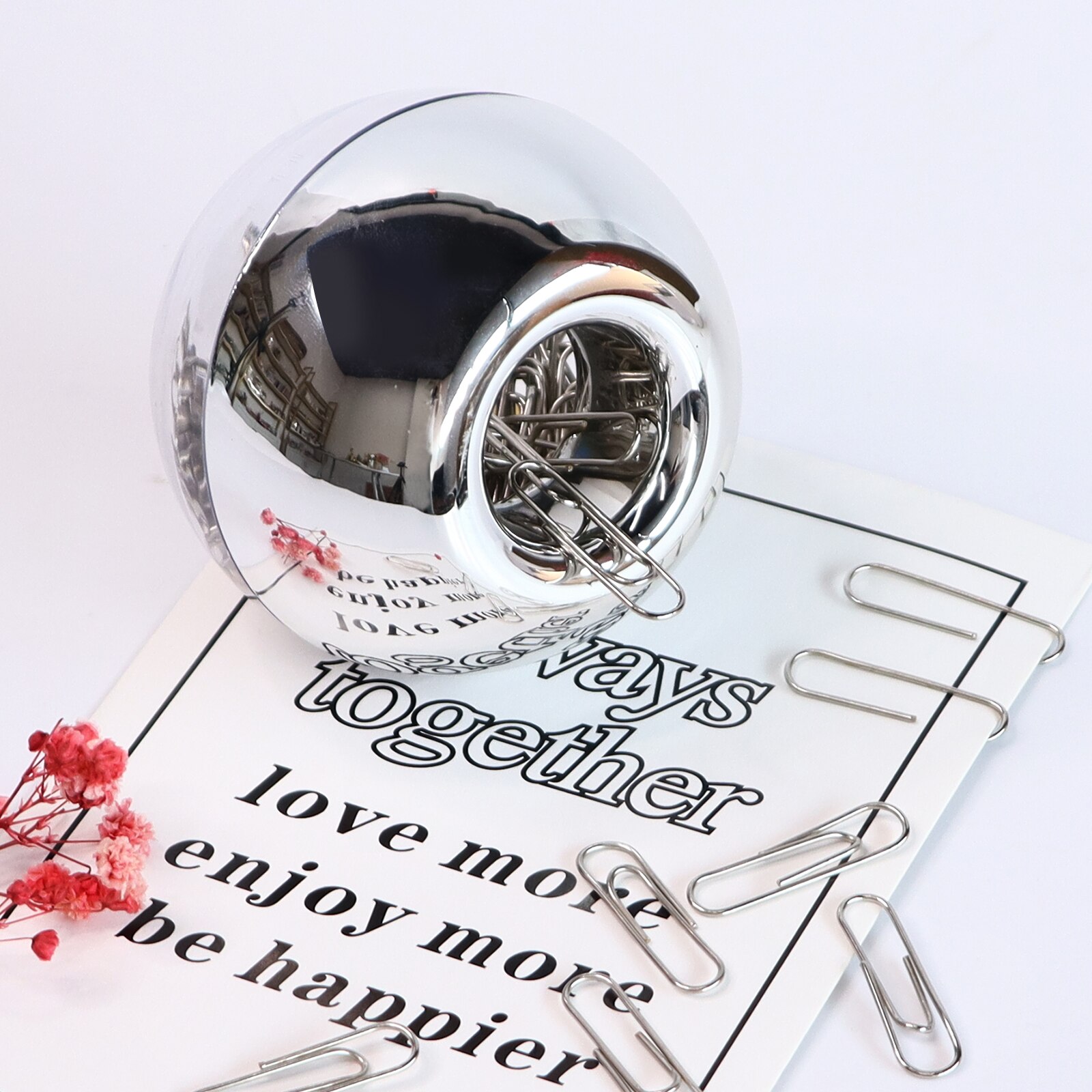 Acrylic Silver Desk Organizer Pen Holder Stapler Tape Dispenser Notepad Holder For Office Supplies And Desk Accessories