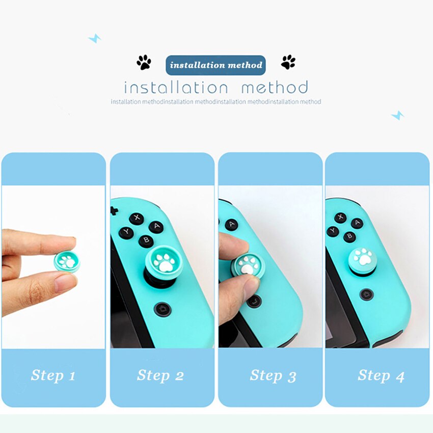 YuXi 4pcs Cute Cat Paw Claw Thumb Grip Cover Case For Nintendo Switch Lite Joy-Con Joy Con Joystick Analog Stick Caps